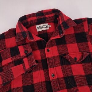 Dakota Buffalo Plaid Fleece Heavy Shirt Mens M Red Black Checkered Vented Back